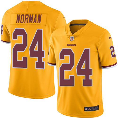 Nike Redskins #24 Josh Norman Gold Men's Stitched NFL Limited Rush Jersey - Click Image to Close